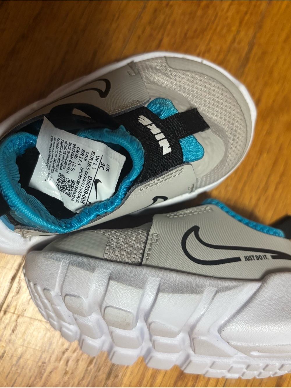 Nike Kids Grey, Black & Blue Slip-On Sneakers - Picture 3 of 3
